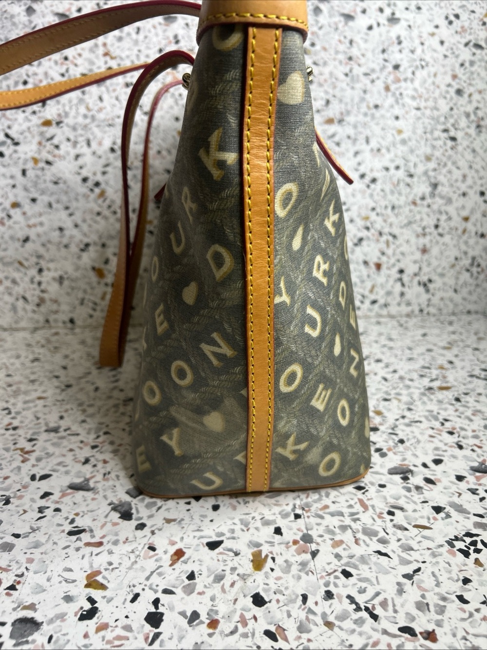 Dooney And Bourke East West Tote Y2K-era "Crossword" or "It" Collection - Picture 7 of 16